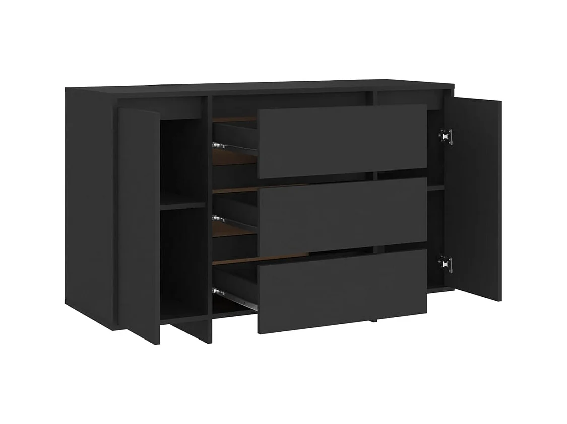 Buffet avec 3 tiroirs Noir 120x41x75 cm Bois d'ingénierie