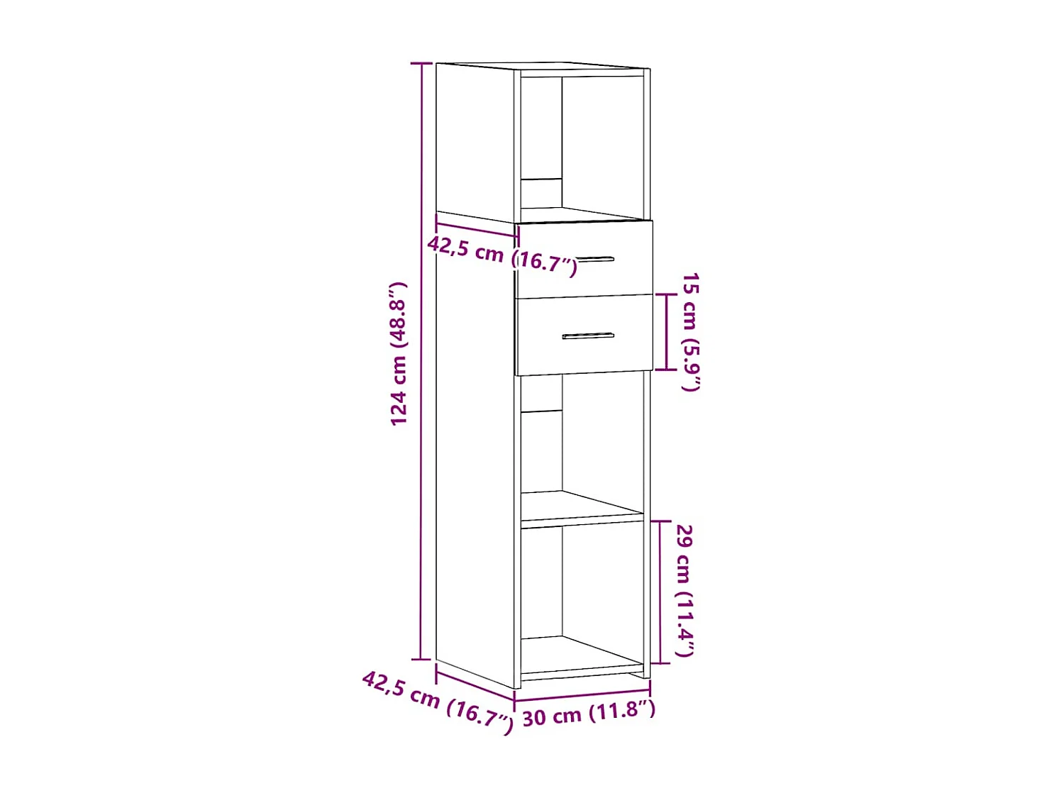 Buffet haut blanc 30x42,5x124 cm bois d'ingénierie