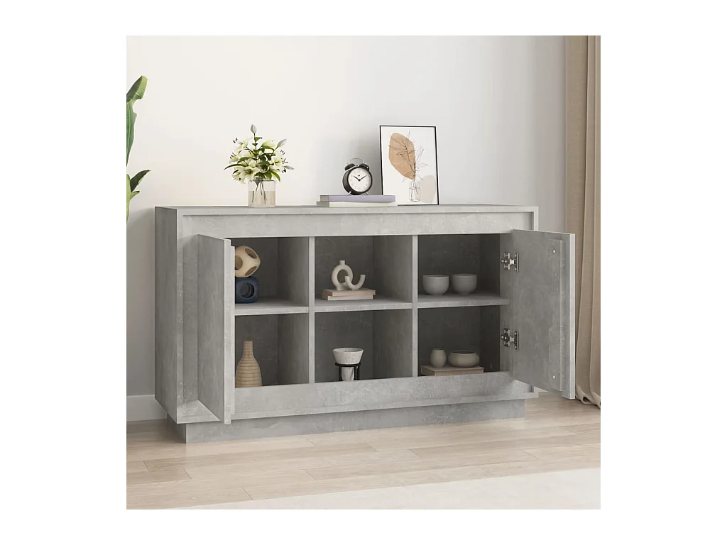 Buffet gris béton 102x35x60 cm bois d'ingénierie