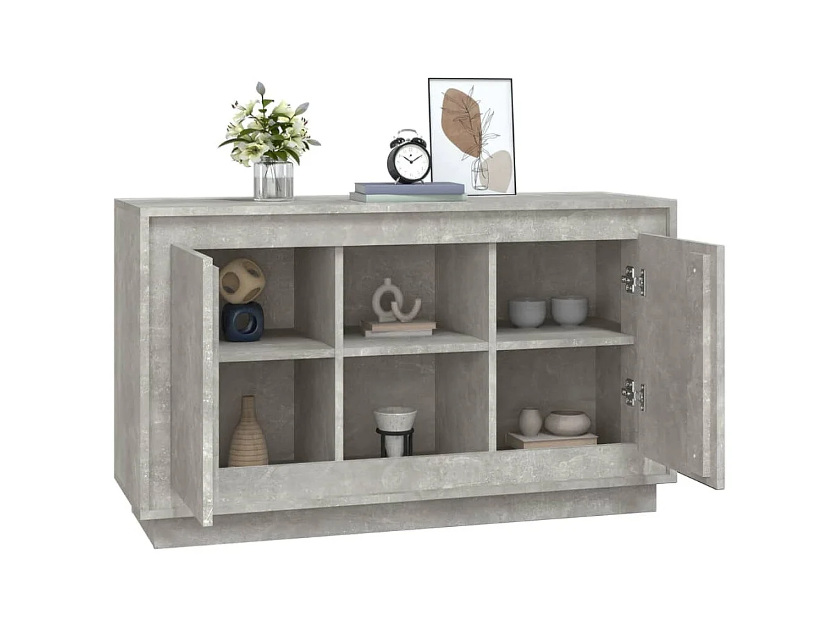 Buffet gris béton 102x35x60 cm bois d'ingénierie
