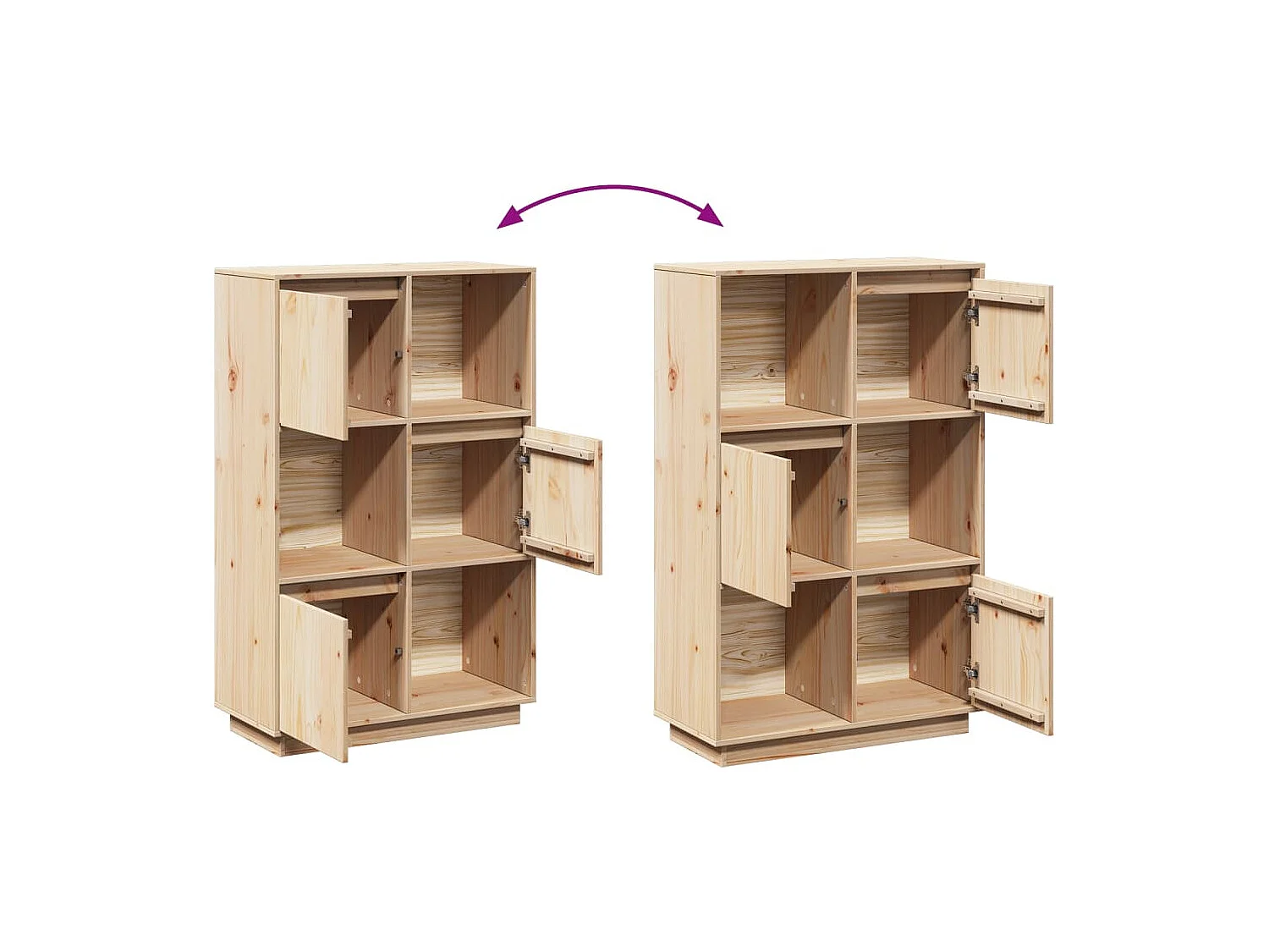 Buffet haut 74x35x117 cm Bois massif de pin