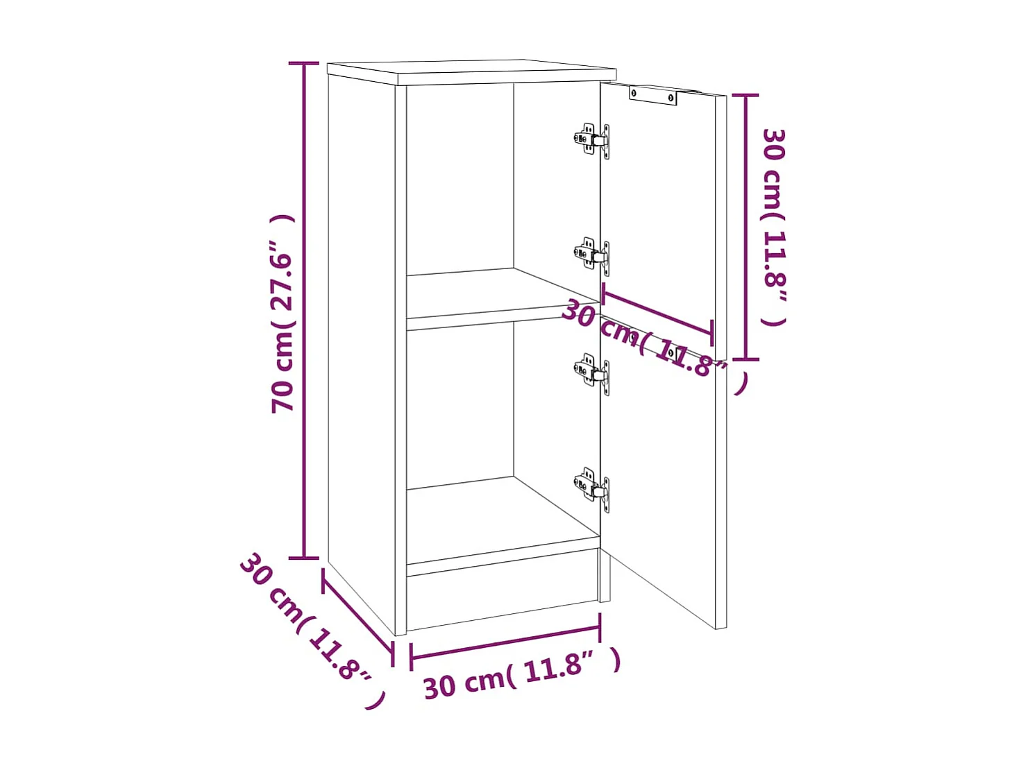Dressoirs 2 stuks Betongrijs 30x30x70 cm Technisch hout