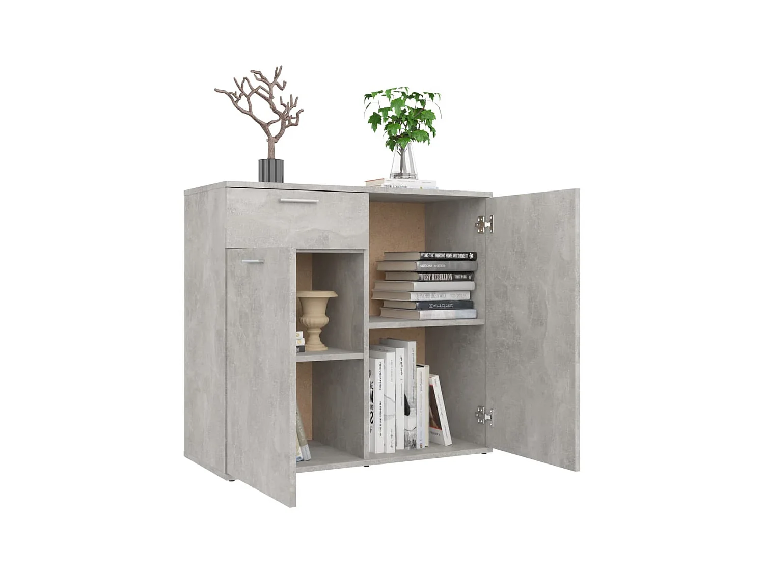 Buffet gris béton 80x36x75 cm bois d'ingénierie