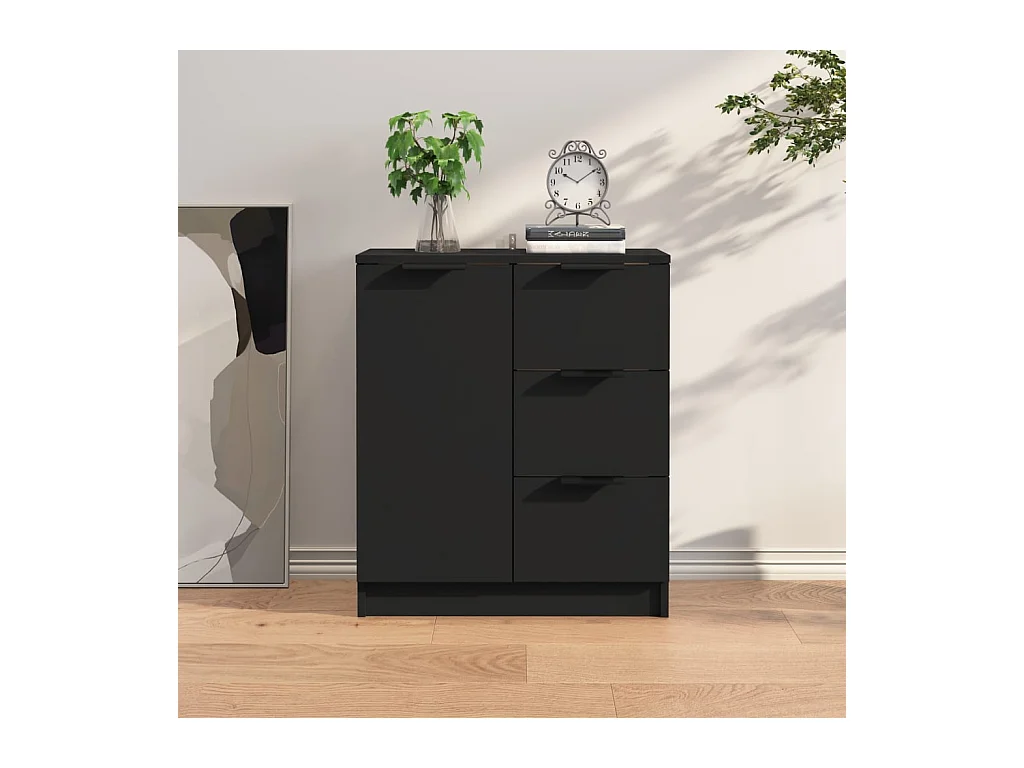 Buffet noir 60x30x70 cm bois d'ingénierie