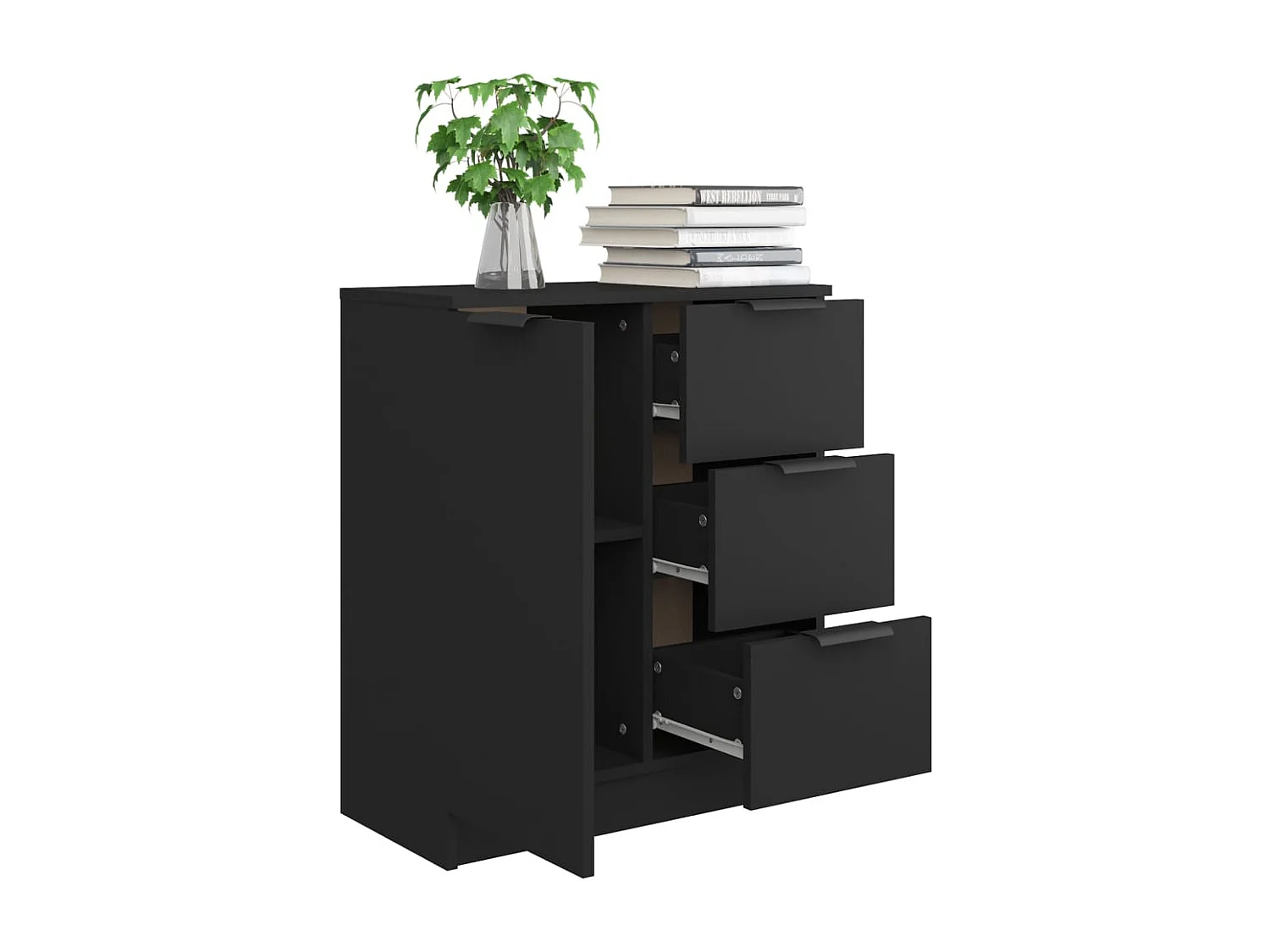 Buffet noir 60x30x70 cm bois d'ingénierie