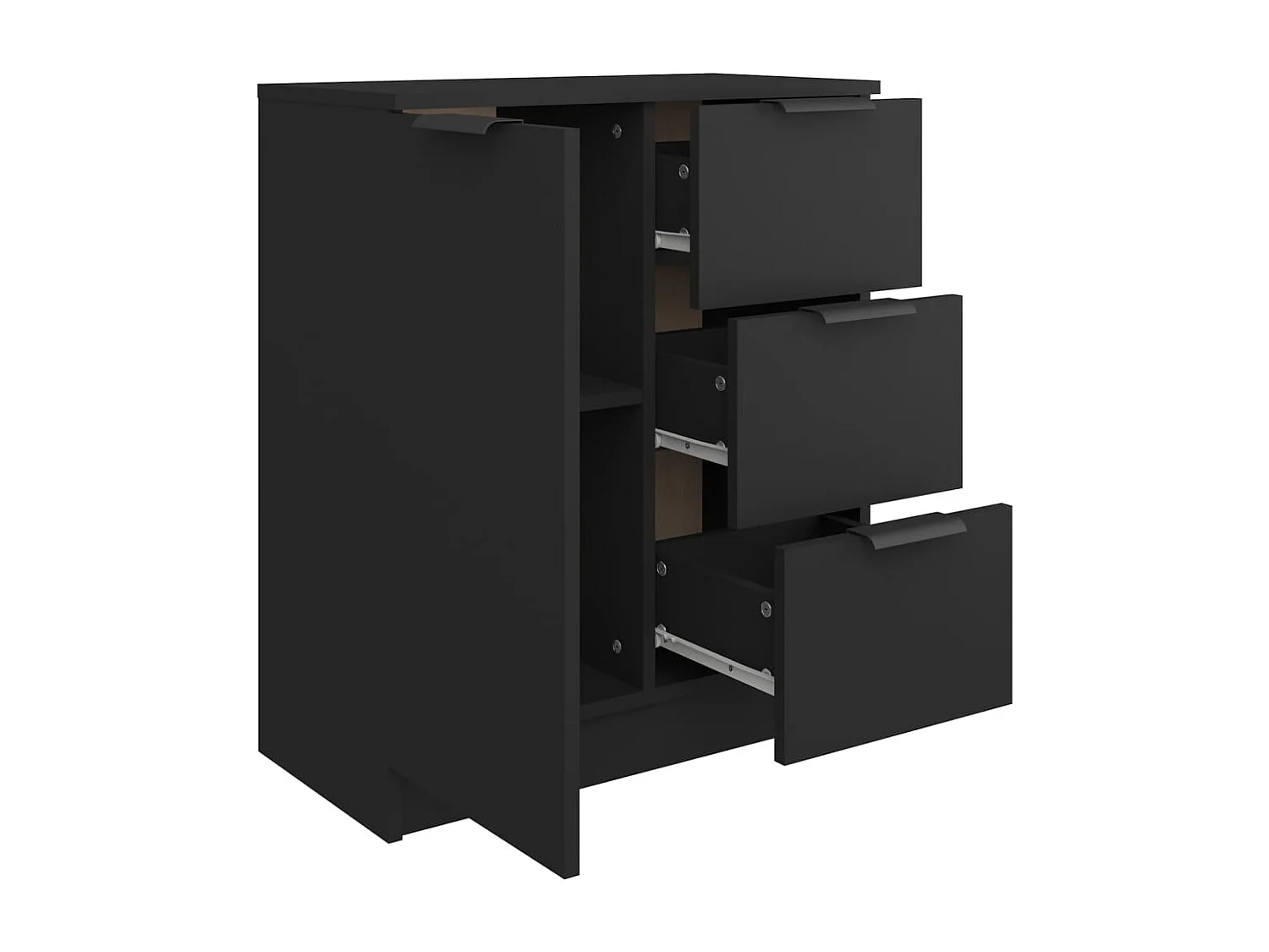 Buffet noir 60x30x70 cm bois d'ingénierie