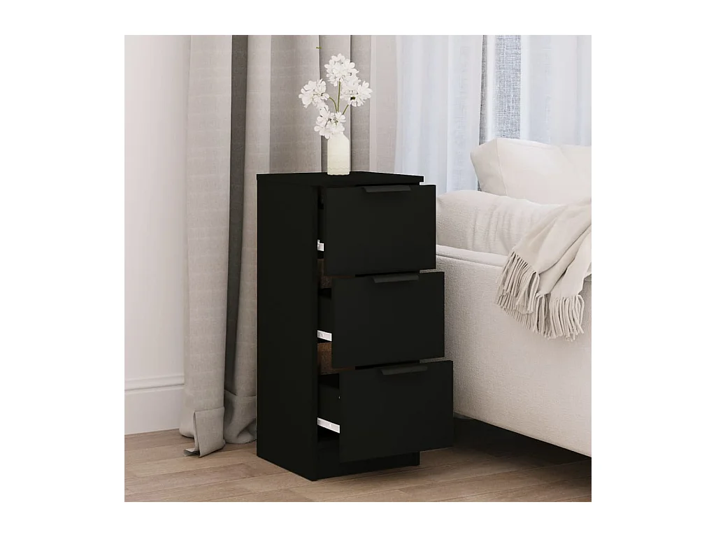 Buffet noir 30x30x70 cm bois d'ingénierie