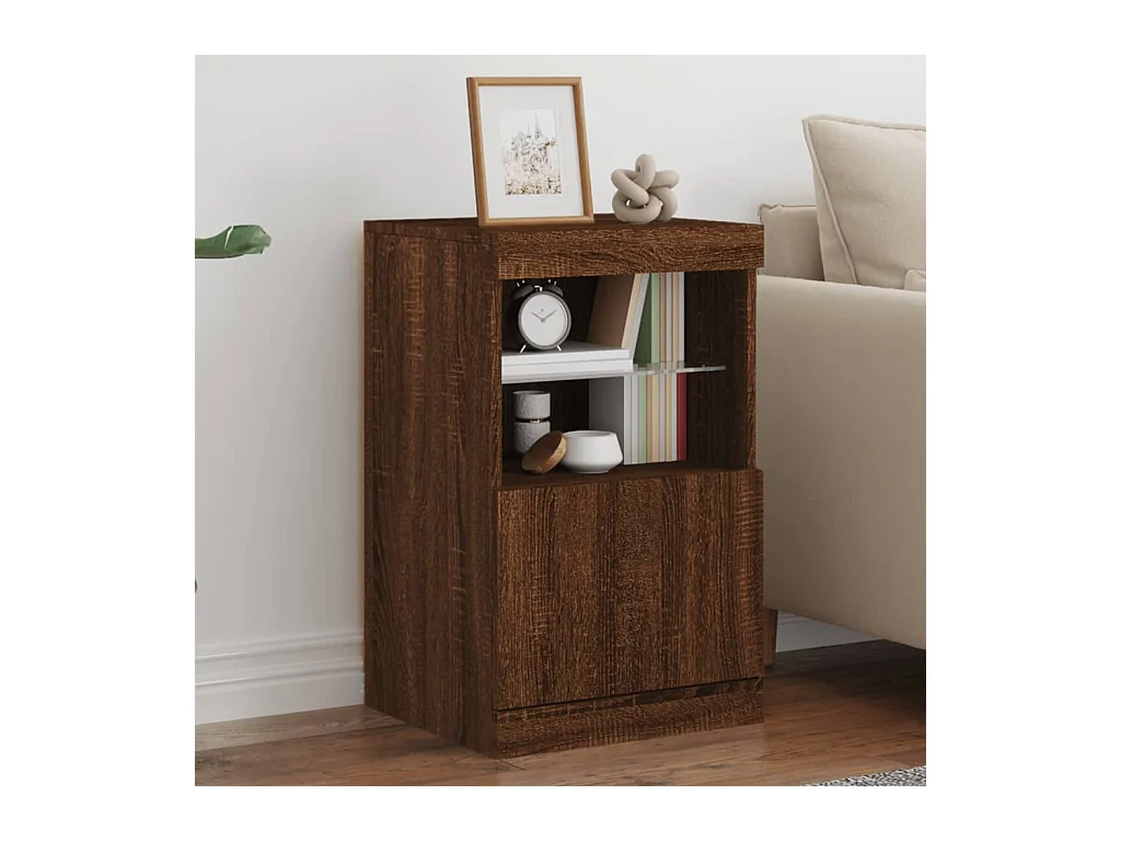 Buffet avec lumières LED chêne marron 41x37x67 cm