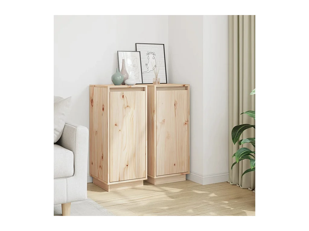 Buffets 2 pcs 31,5x34x75 cm Bois massif de pin