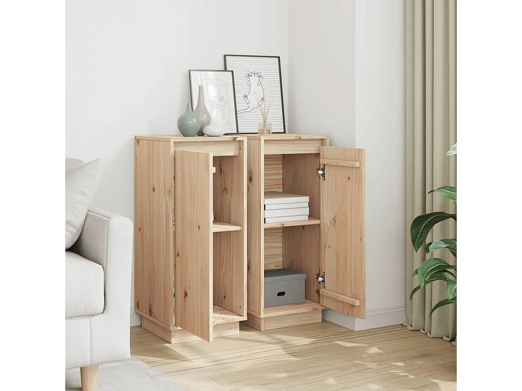 Buffets 2 pcs 31,5x34x75 cm Bois massif de pin