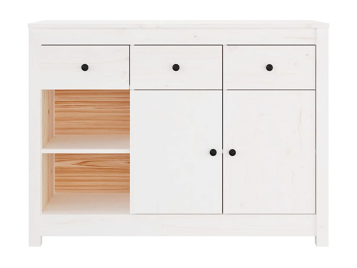 Weißes Sideboard 100x35x74 cm Massivholz Kiefer