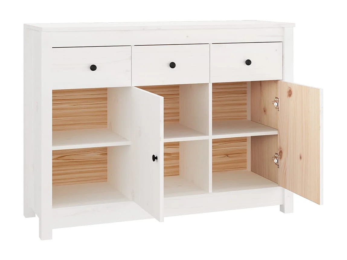 Weißes Sideboard 100x35x74 cm Massivholz Kiefer