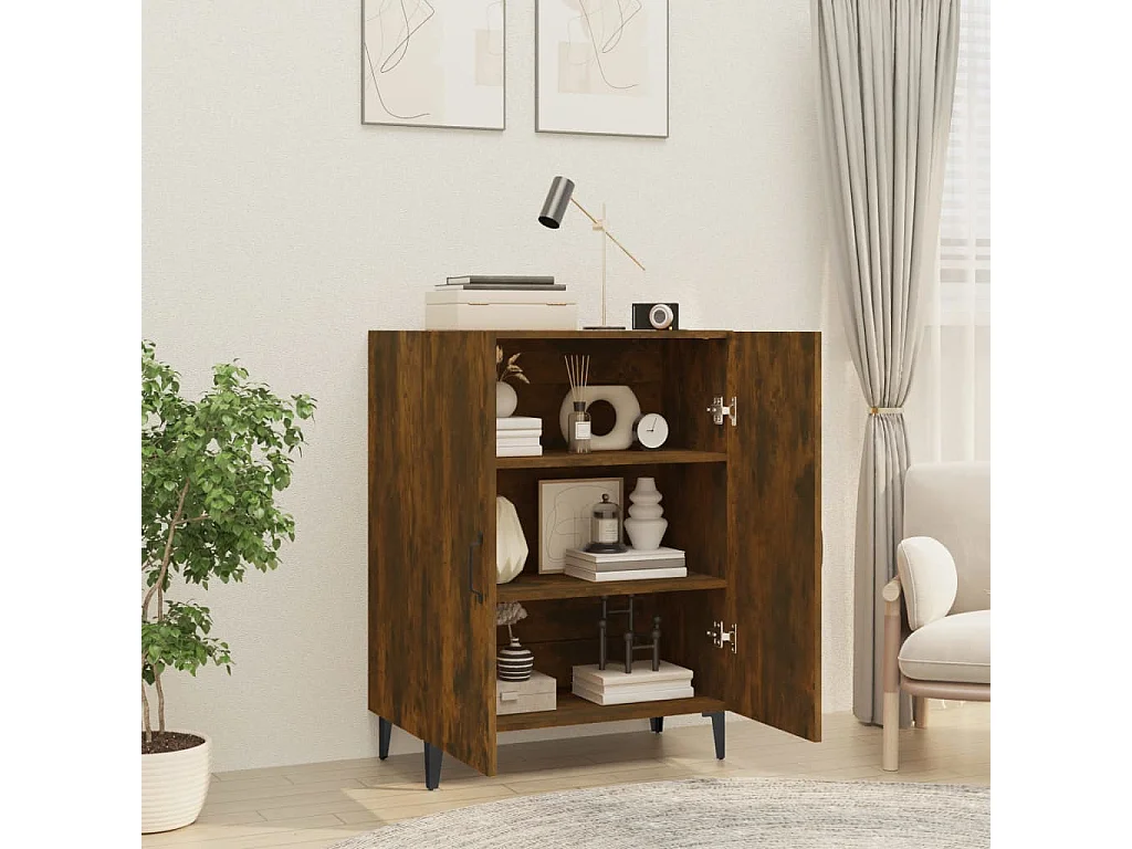 Buffet Chêne fumé 70x34x90 cm Bois d'ingénierie
