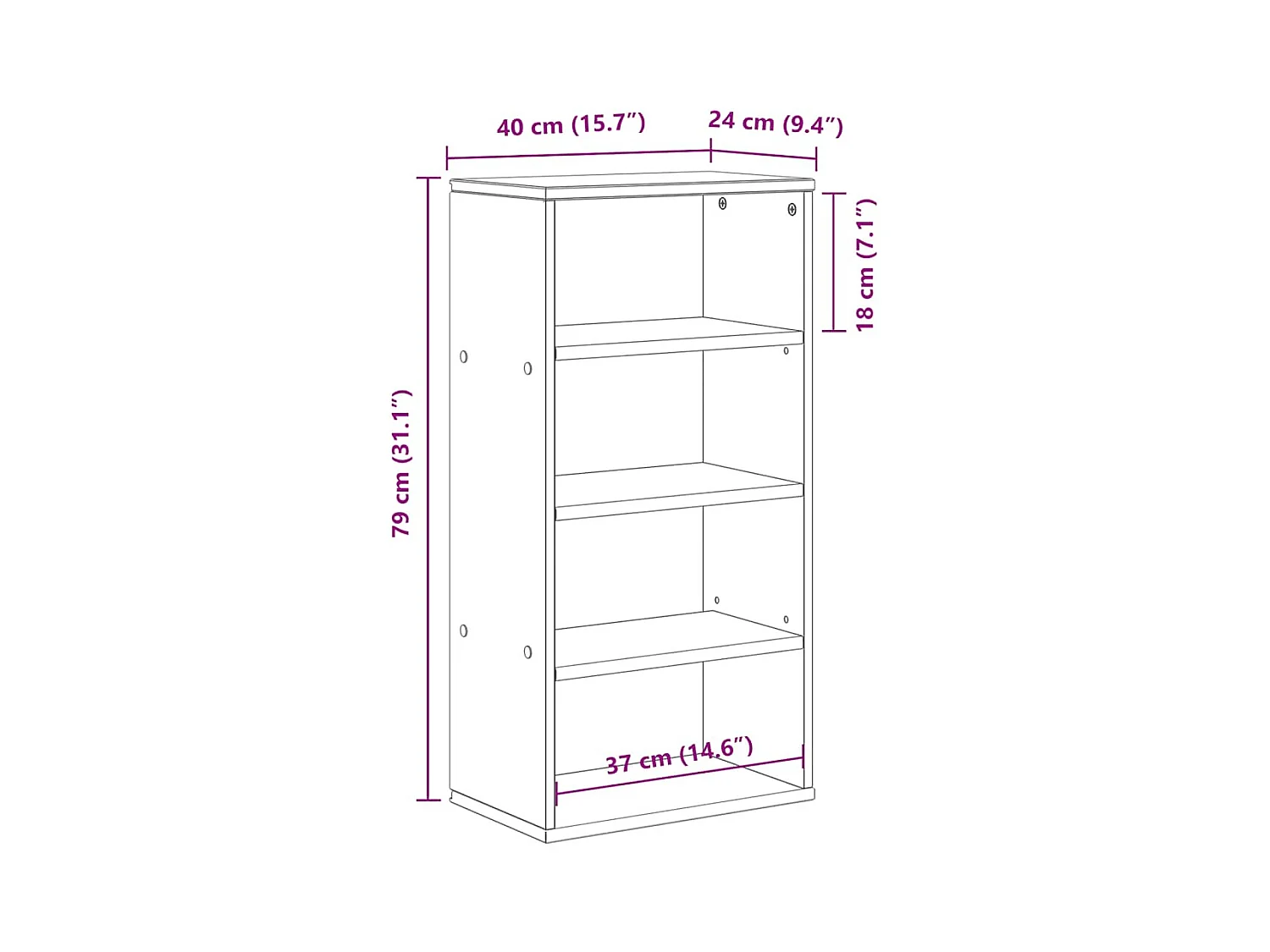 Armoire latérale ODDA 40x24x79 cm bois massif pin