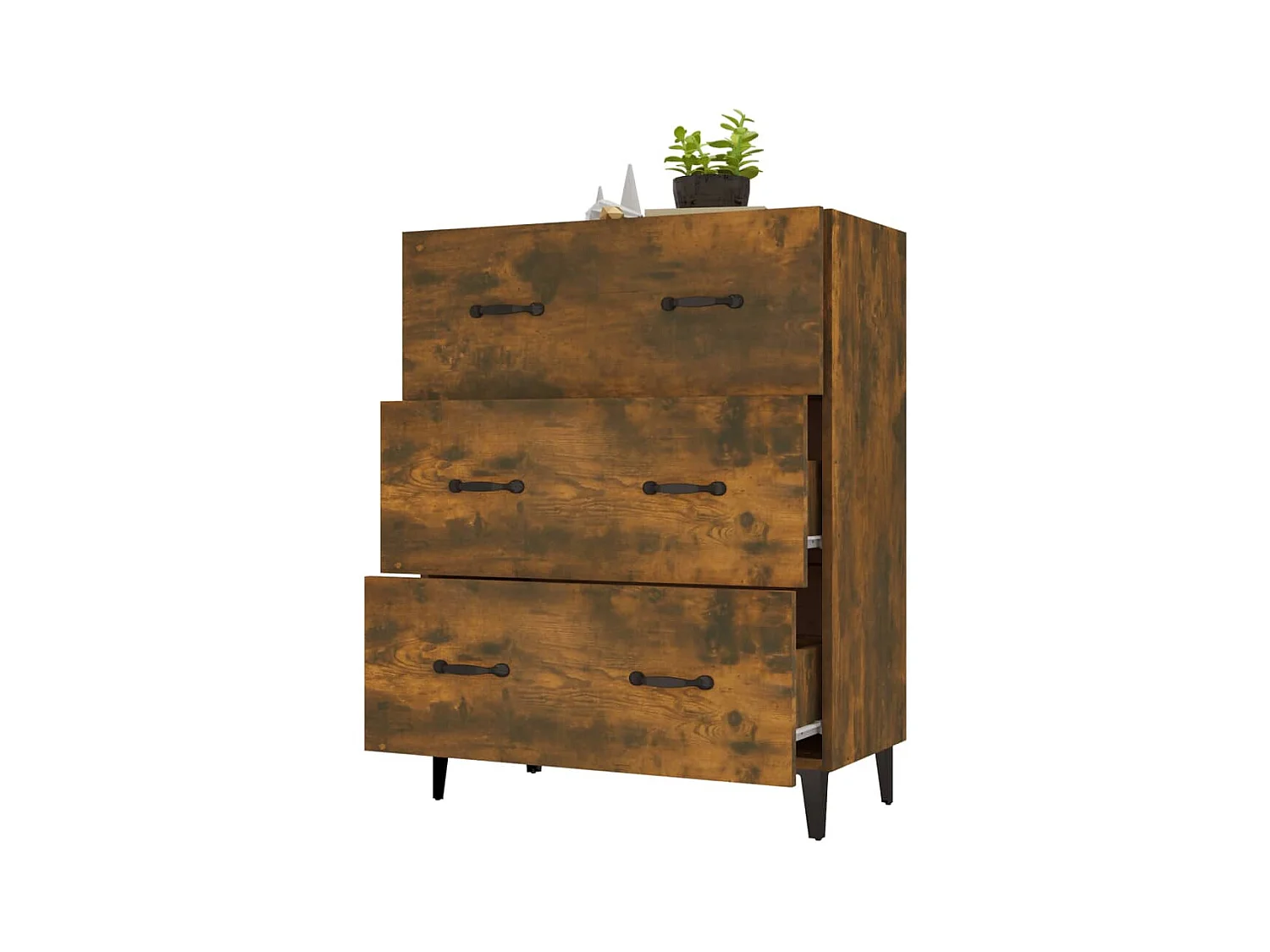 Buffet chêne fumé 69,5x34x90 cm bois d'ingénierie