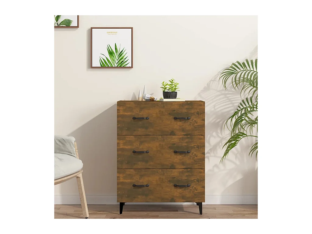 Buffet chêne fumé 69,5x34x90 cm bois d'ingénierie