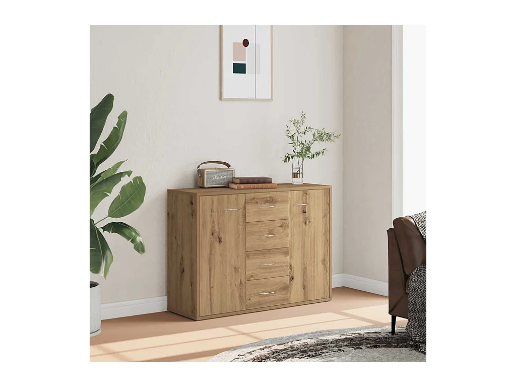 Buffet chêne artisanal 88x30x64 cm bois d'ingénierie