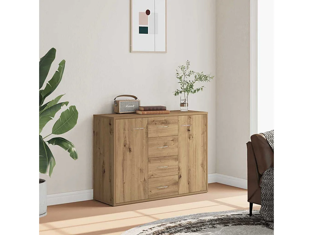 Handgemaakt eikenhouten dressoir 88x30x64 cm bewerkt hout