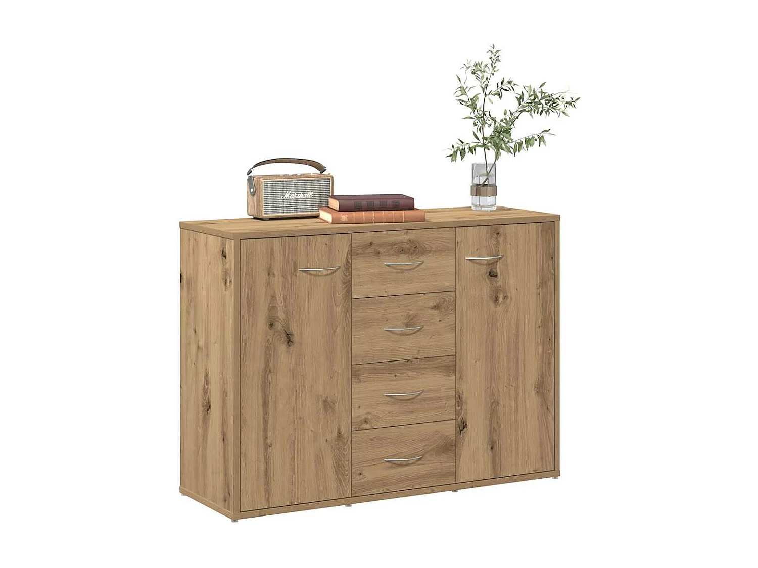 Handgemaakt eikenhouten dressoir 88x30x64 cm bewerkt hout