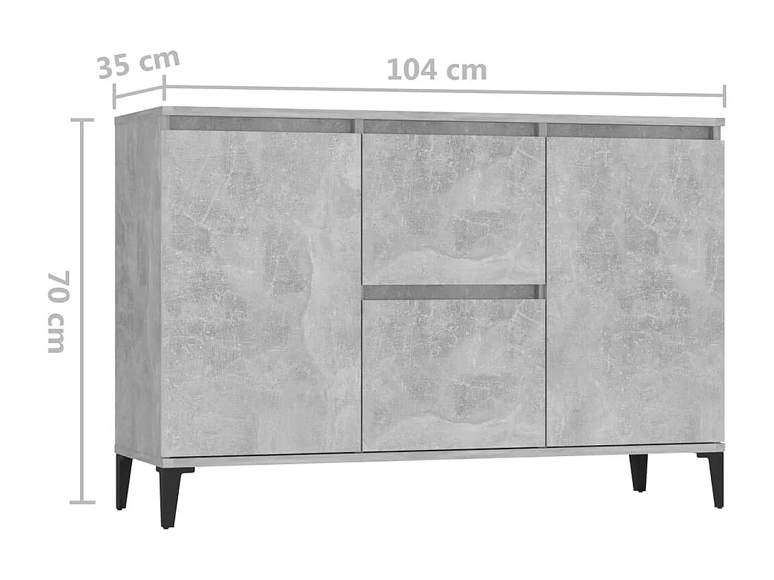Buffet gris béton 104x35x70 cm bois d'ingénierie