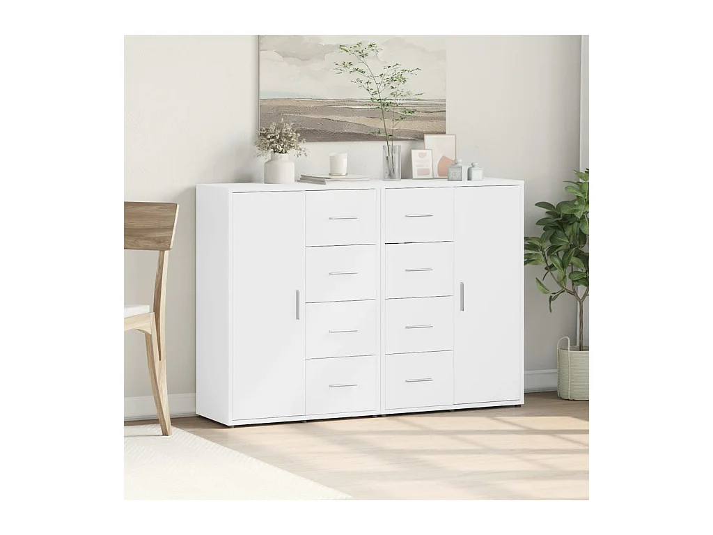 Buffets 2 pcs blanc 60x31x84 cm bois d'ingénierie