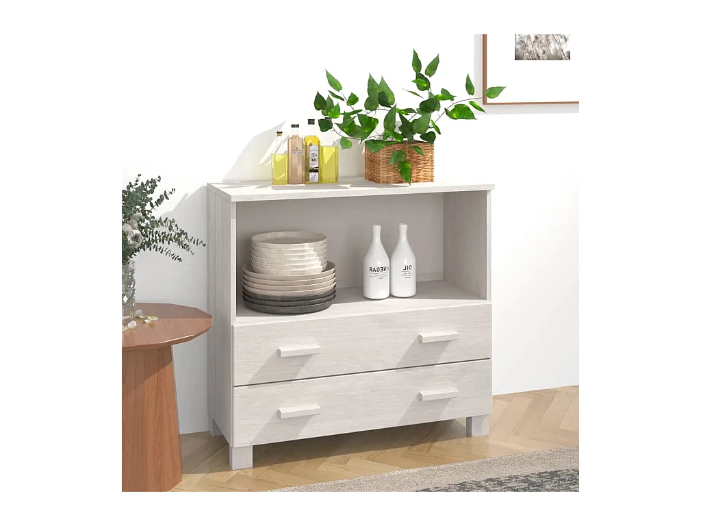 Buffet HAMAR Blanc 85x35x80 cm Bois massif de pin