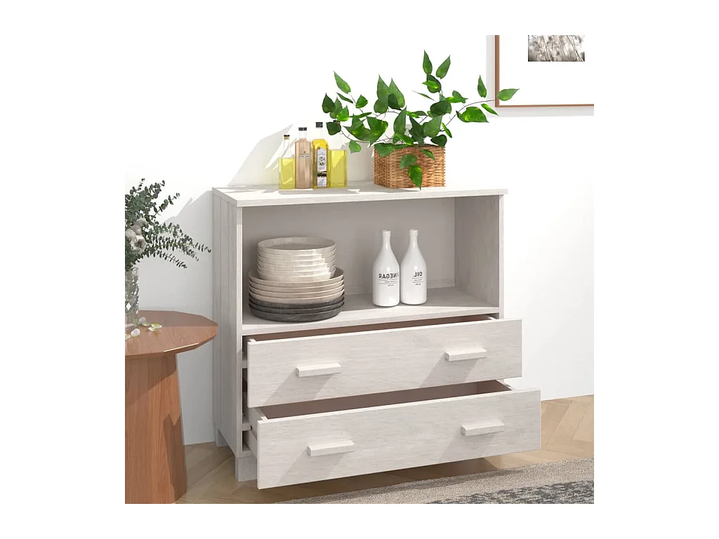 Buffet HAMAR Blanc 85x35x80 cm Bois massif de pin