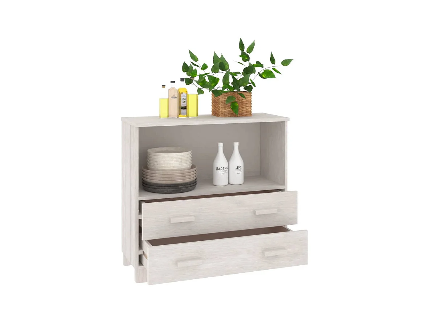 Buffet HAMAR Blanc 85x35x80 cm Bois massif de pin