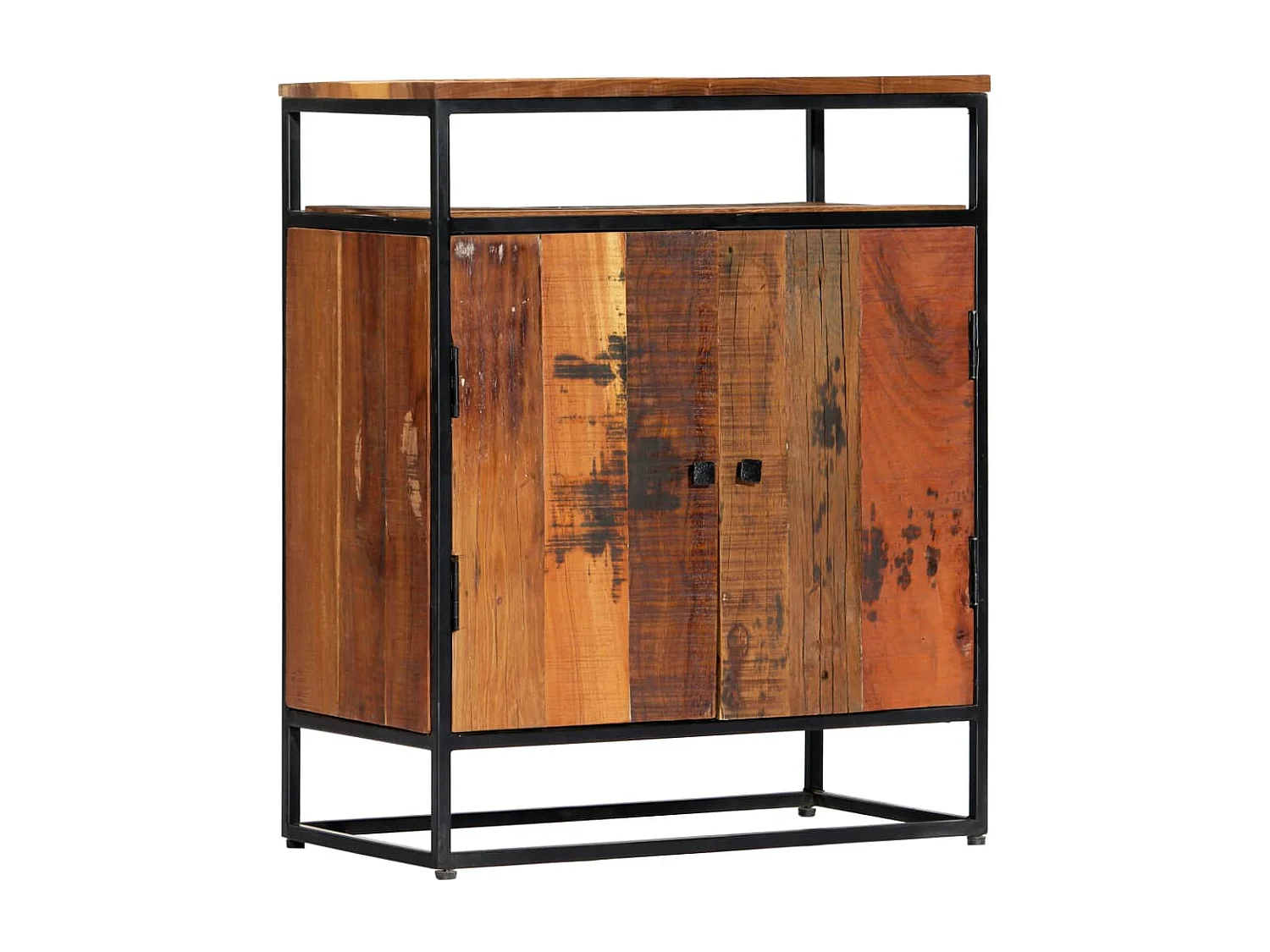 Armoire latérale 60x35x76 cm Bois récupération massif et acier