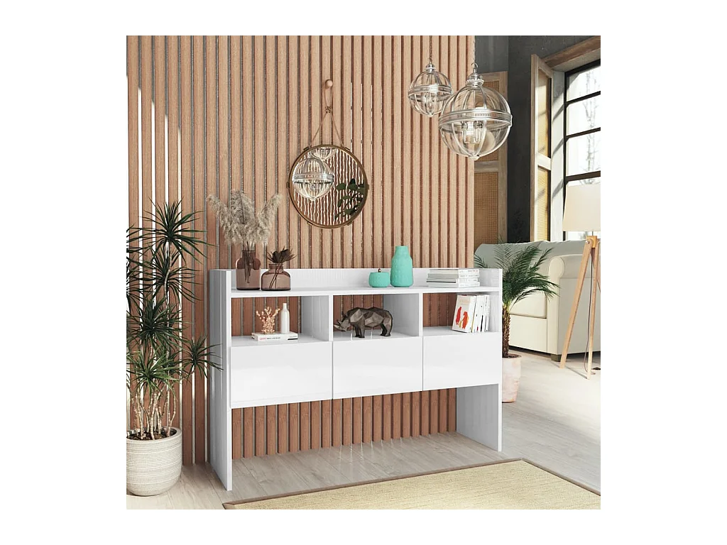 Buffet Blanc brillant 105x30x70 cm Bois d’ingénierie
