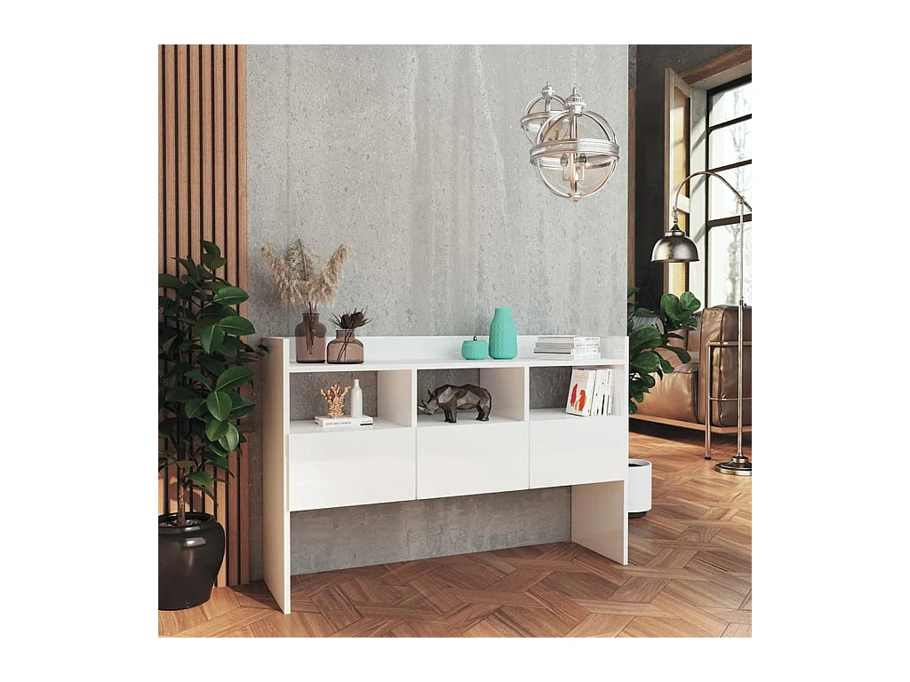 Buffet Blanc brillant 105x30x70 cm Bois d’ingénierie