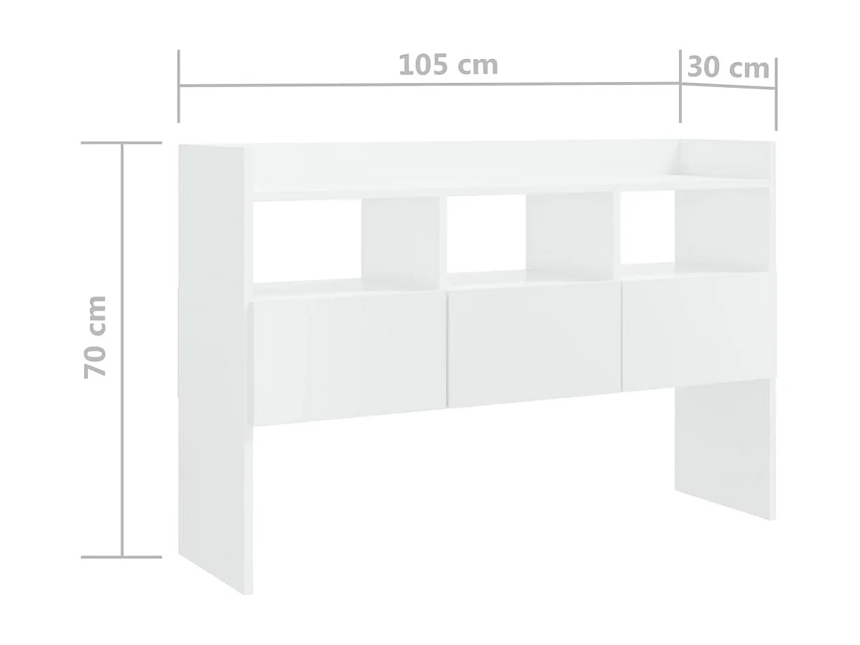 Buffet Blanc brillant 105x30x70 cm Bois d’ingénierie