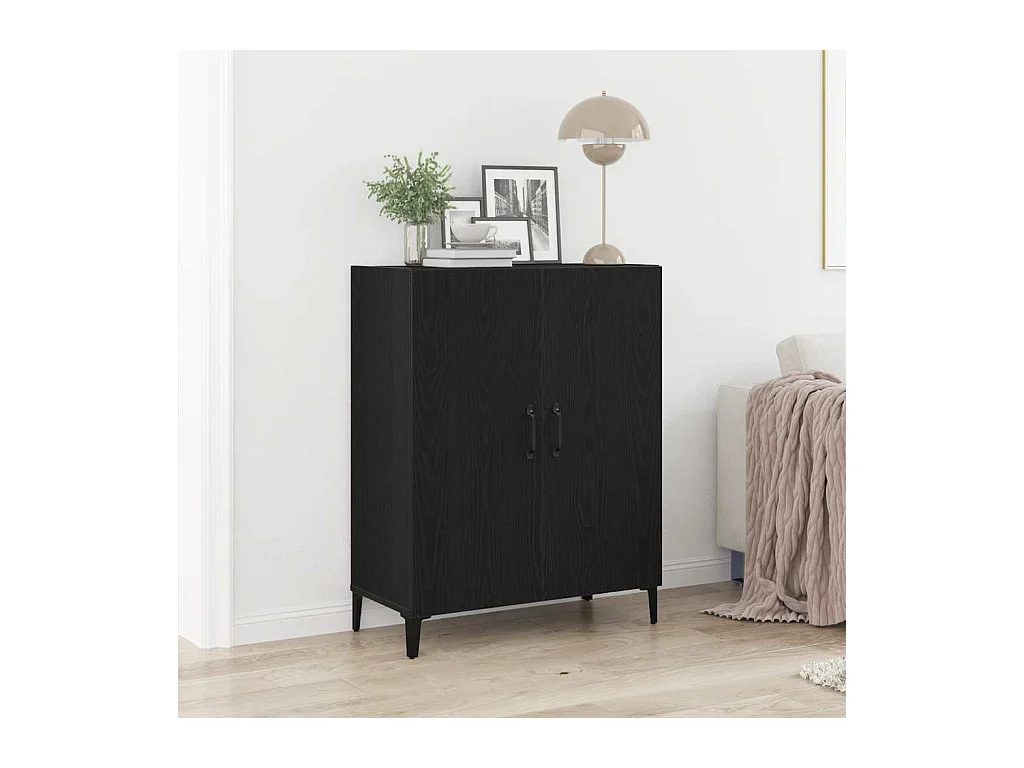 Buffet chêne noir 69,5x34x90 cm bois d'ingénierie