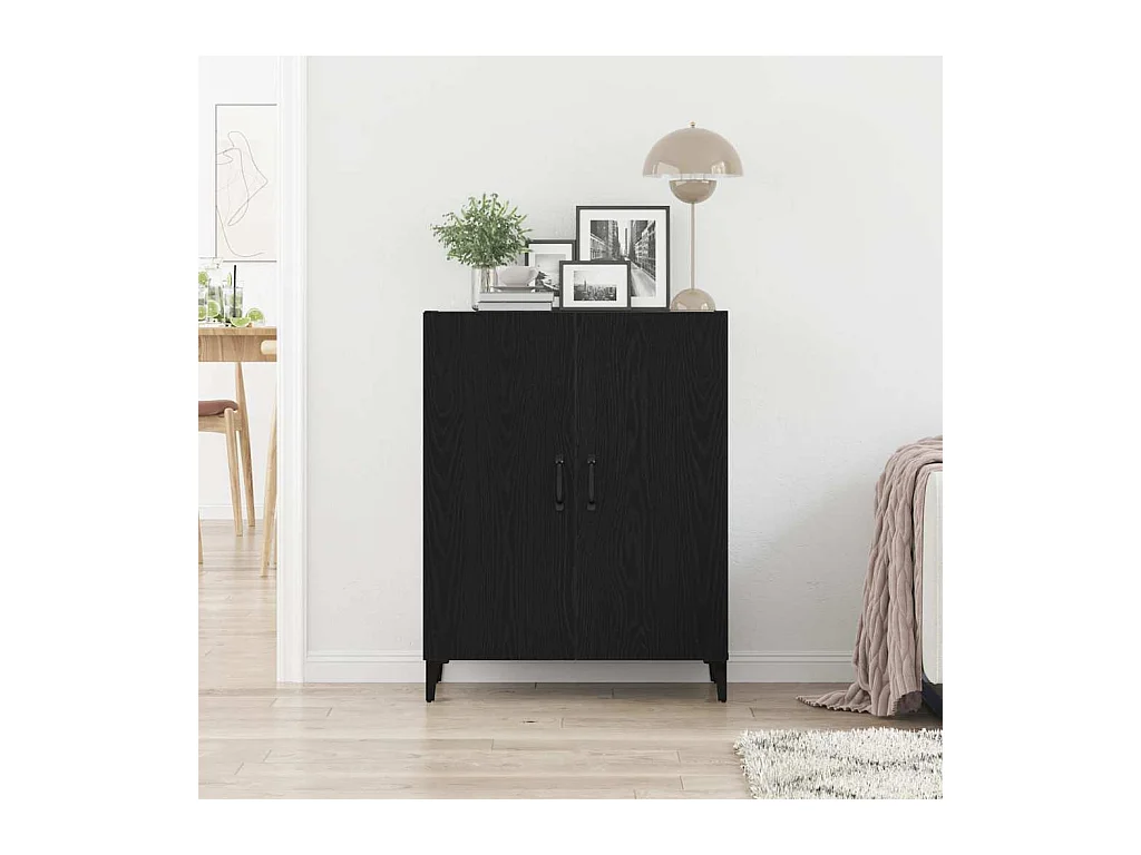 Buffet chêne noir 69,5x34x90 cm bois d'ingénierie