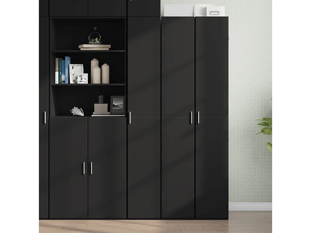 Buffet haut noir 30x42,5x185 cm bois d'ingénierie