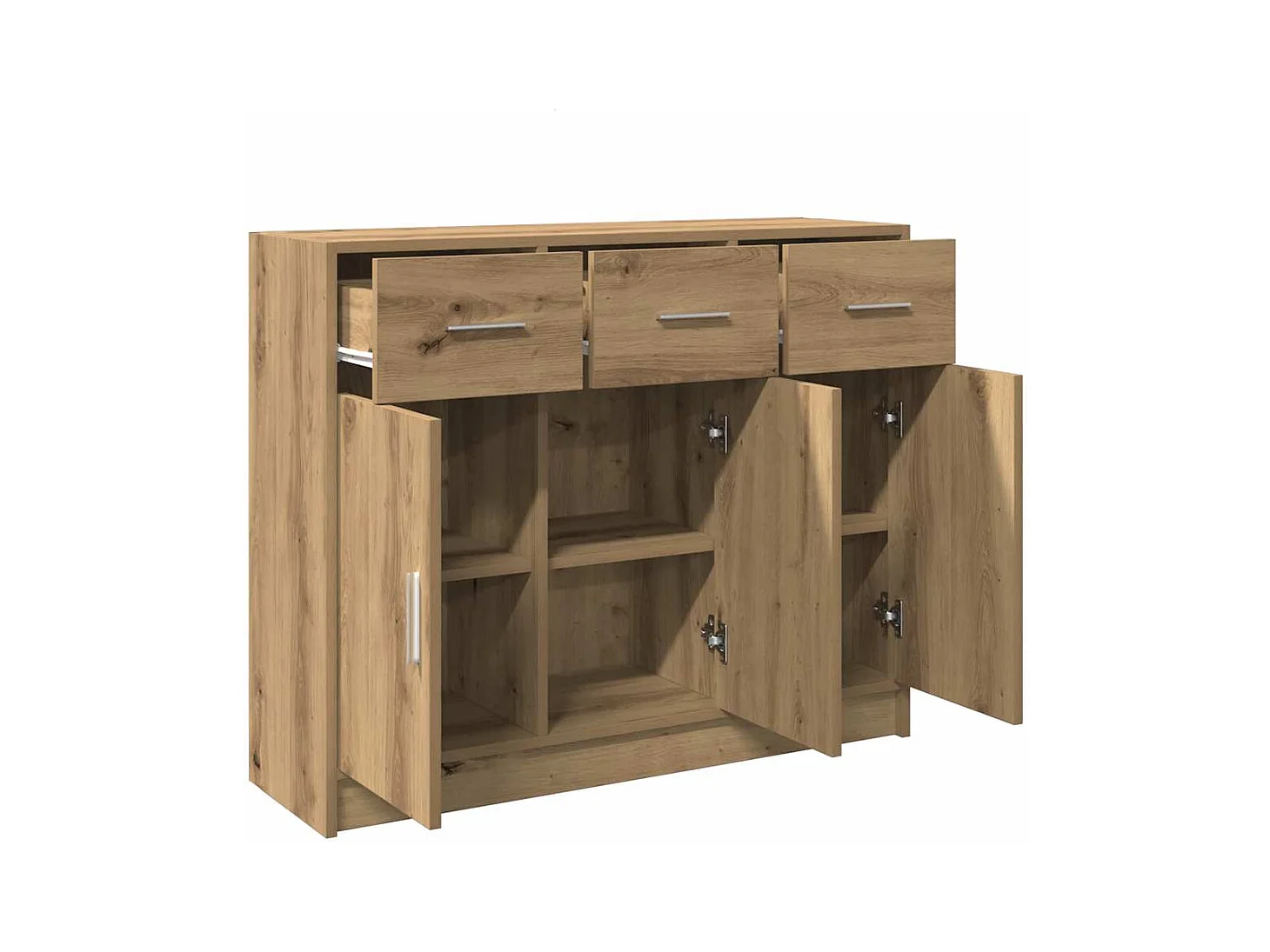 Buffet chêne artisanal 91x28x75 cm bois d'ingénierie