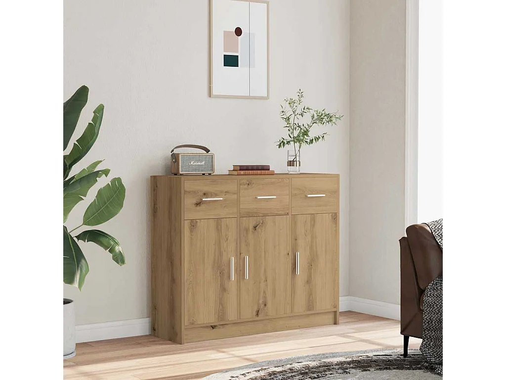 Aparador de roble artesanal 91x28x75 cm madera de ingeniería