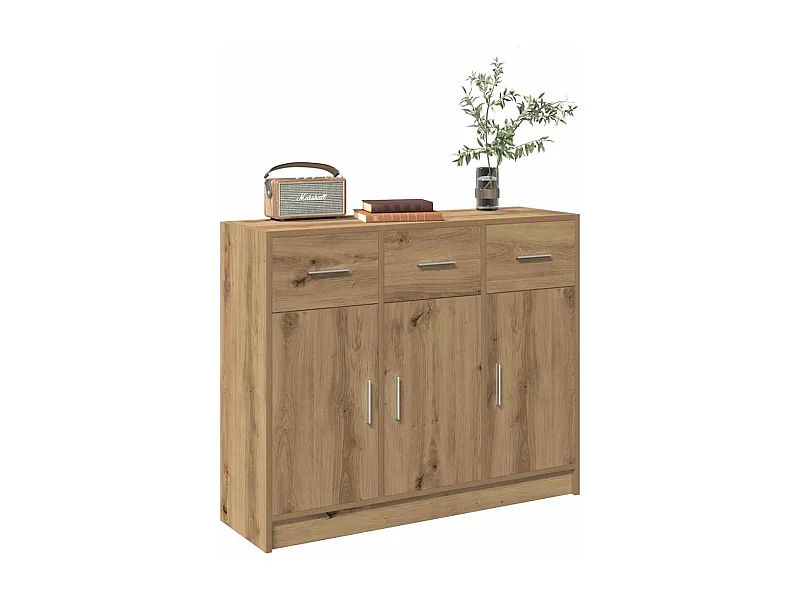 Aparador de roble artesanal 91x28x75 cm madera de ingeniería