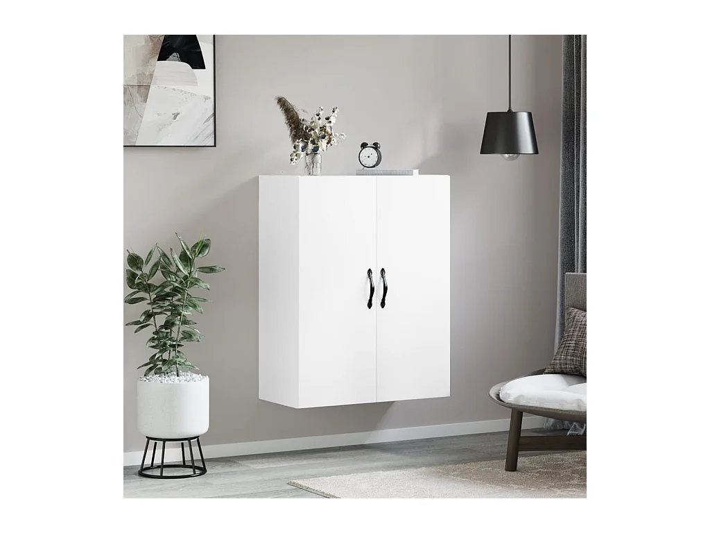 Witte wandkast 69,5x34x90 cm bewerkt hout