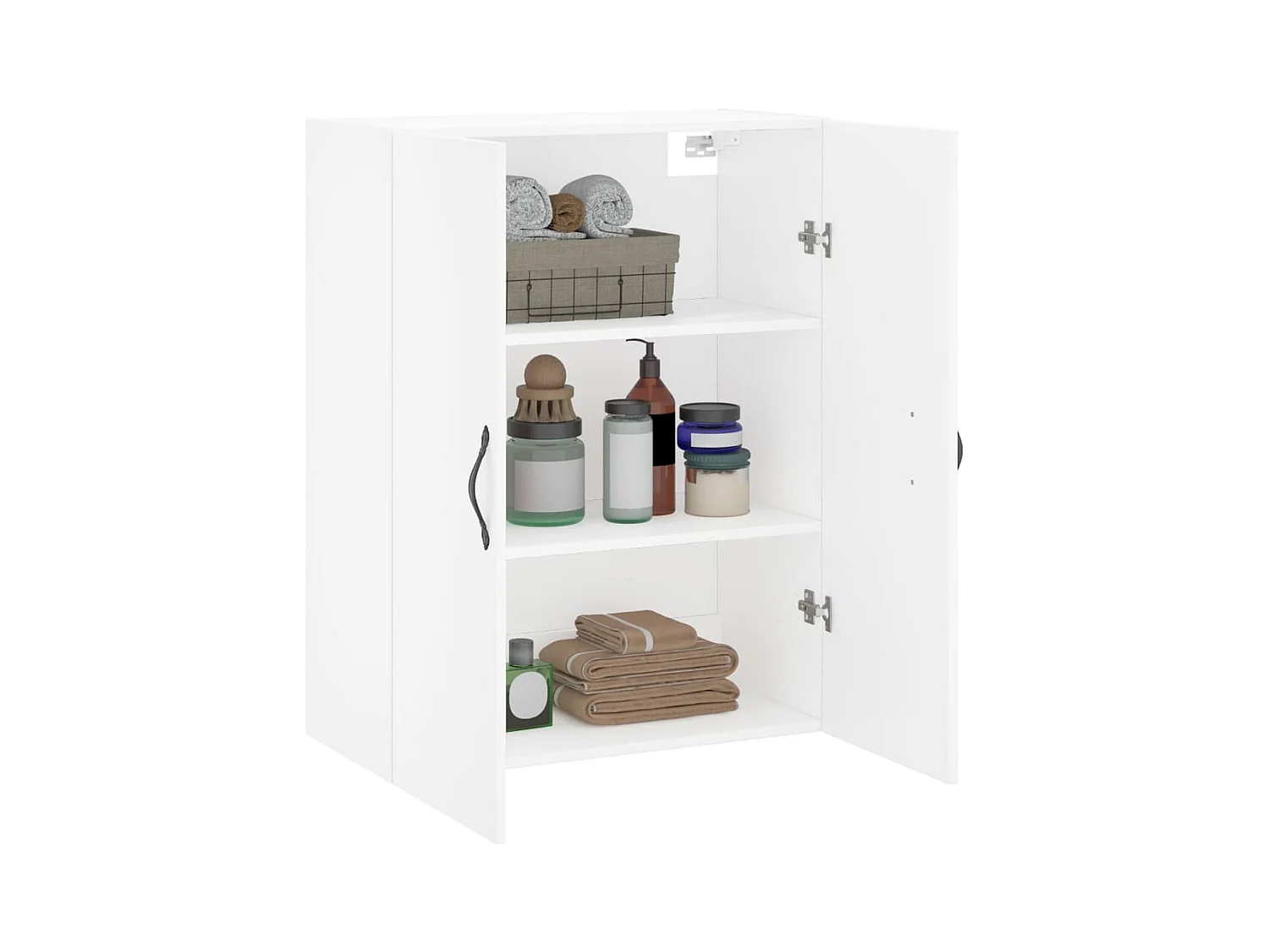 Witte wandkast 69,5x34x90 cm bewerkt hout