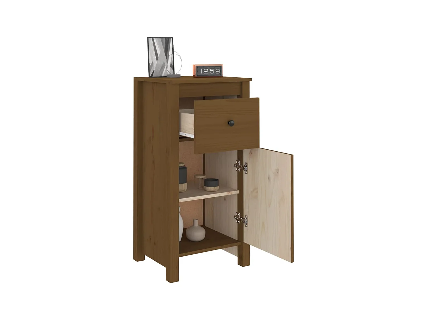 Buffet marron miel 40x35x80 cm bois massif de pin