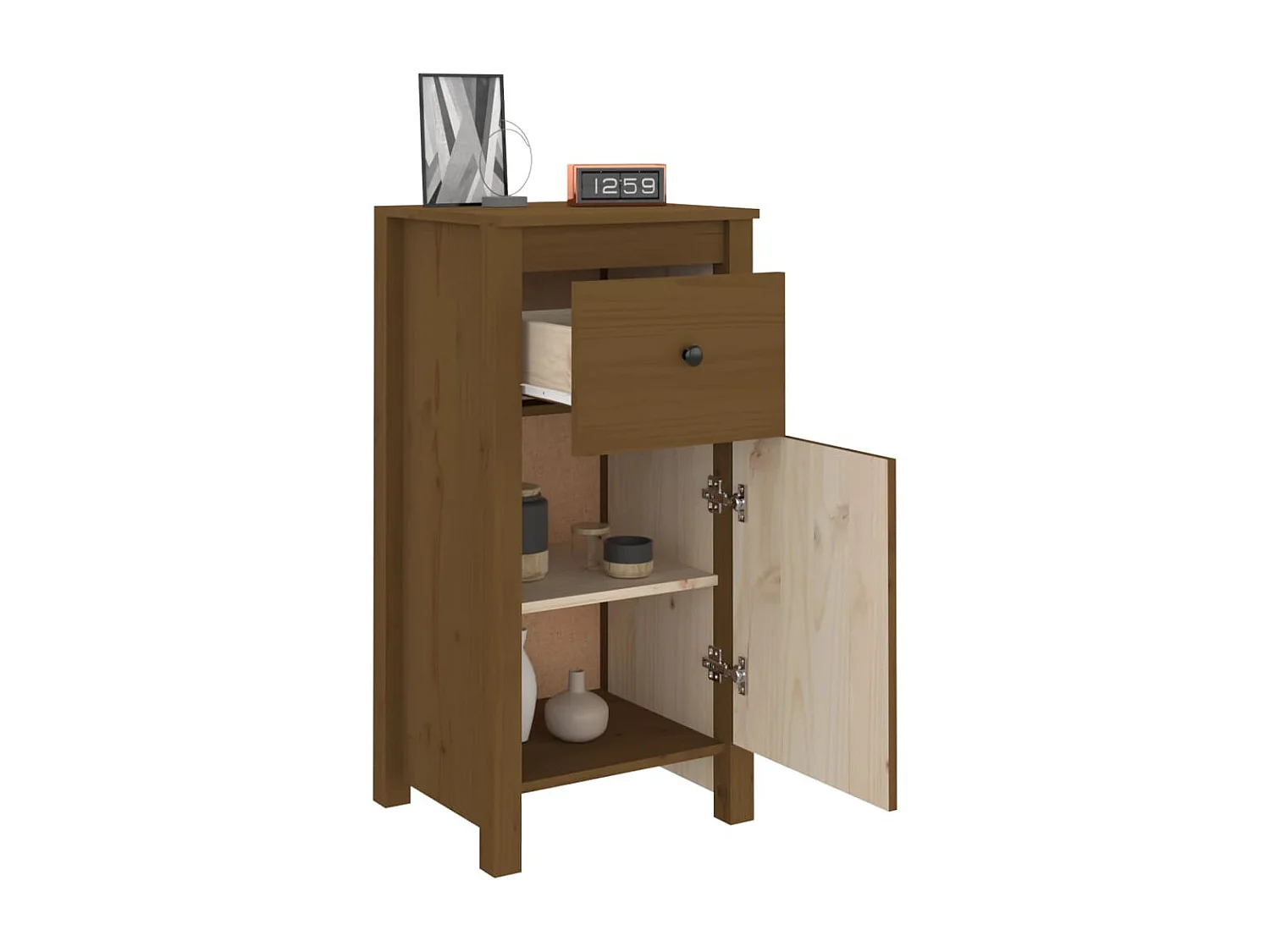 Buffet marron miel 40x35x80 cm bois massif de pin