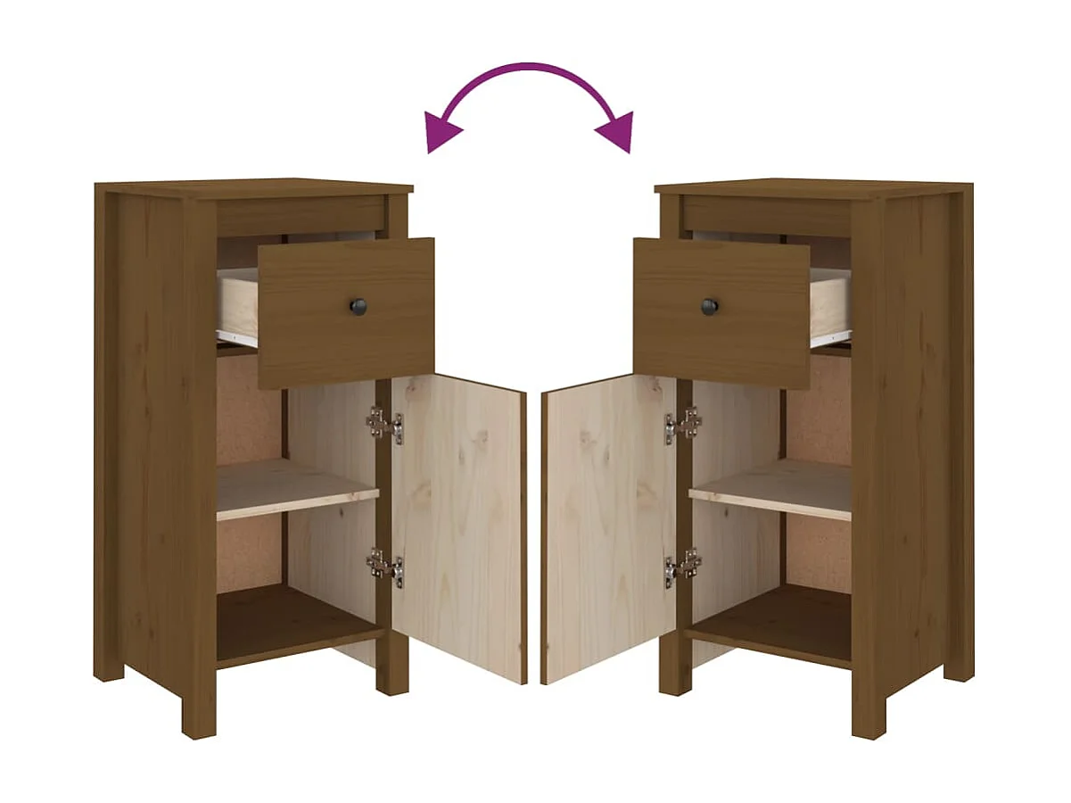 Buffet marron miel 40x35x80 cm bois massif de pin