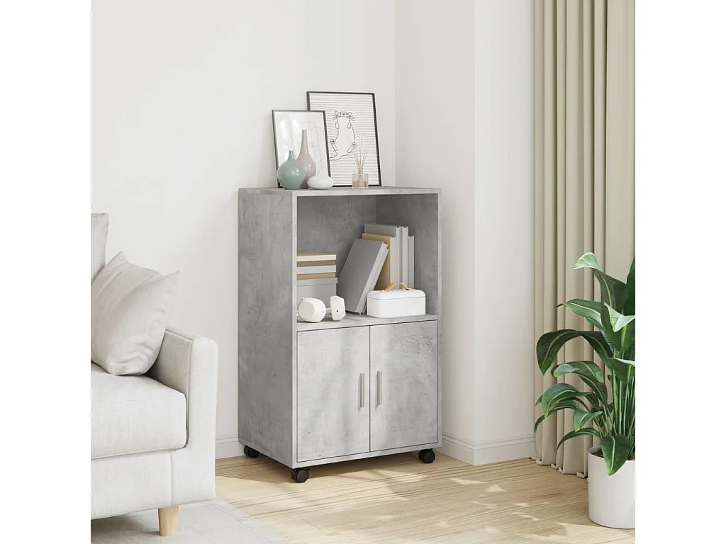 Armario rodante gris hormigón 55x40x91 cm madera de ingeniería