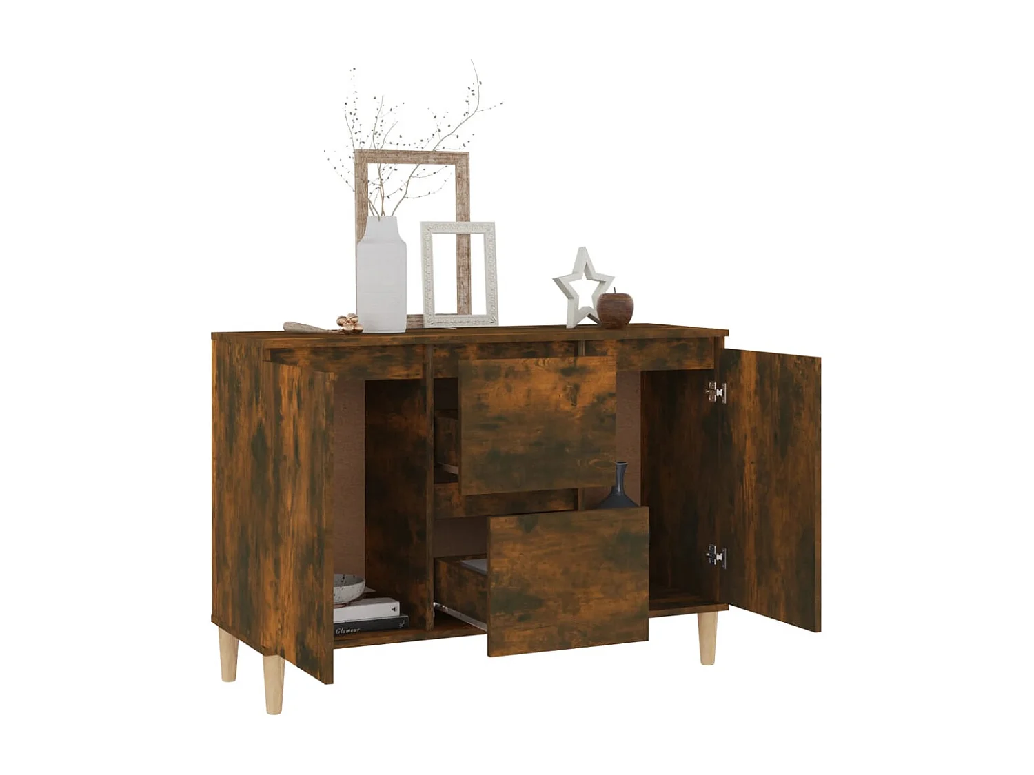 Buffet Chêne fumé 101x35x70 cm Bois d'ingénierie