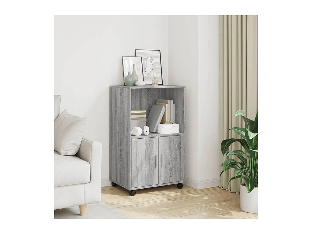 Armoire à roulettes sonoma gris 55x40x91 cm bois d'ingénierie