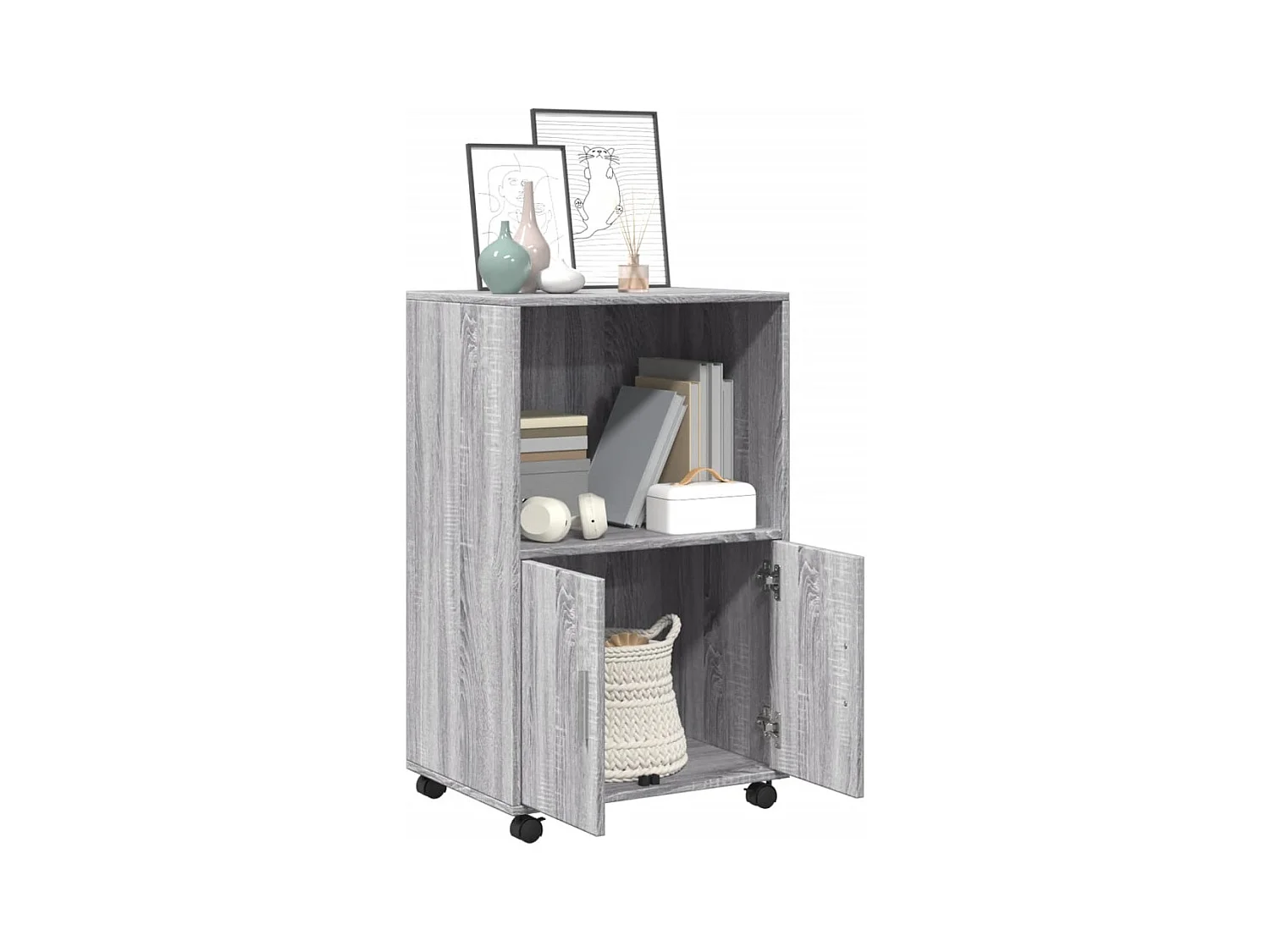 Armoire à roulettes sonoma gris 55x40x91 cm bois d'ingénierie