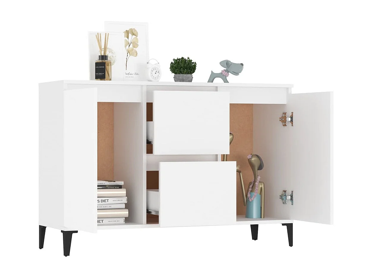 Credenza bianca 104x35x70 cm in legno ingegnerizzato