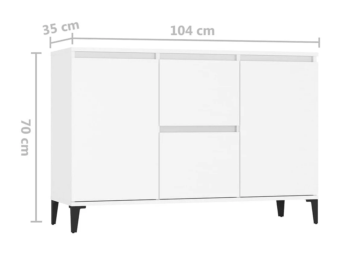 Credenza bianca 104x35x70 cm in legno ingegnerizzato