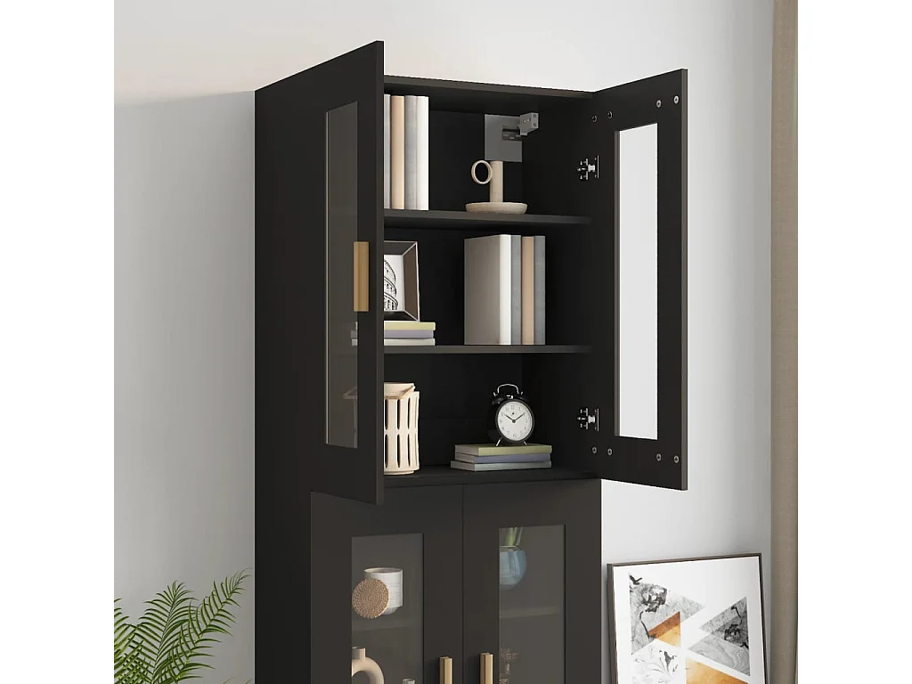 Mobiletto pensile nero 69,5x34x90 cm